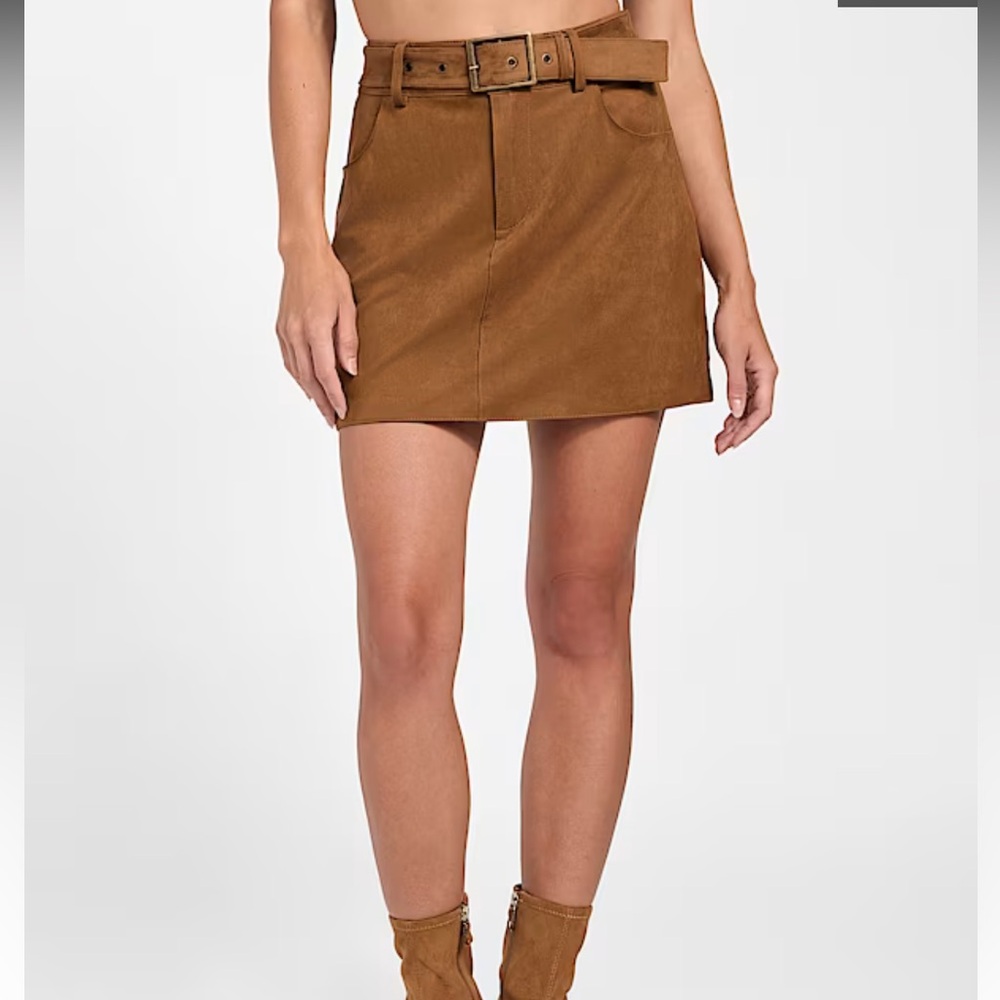 Guess Brown Suede-Look Mini Skirt